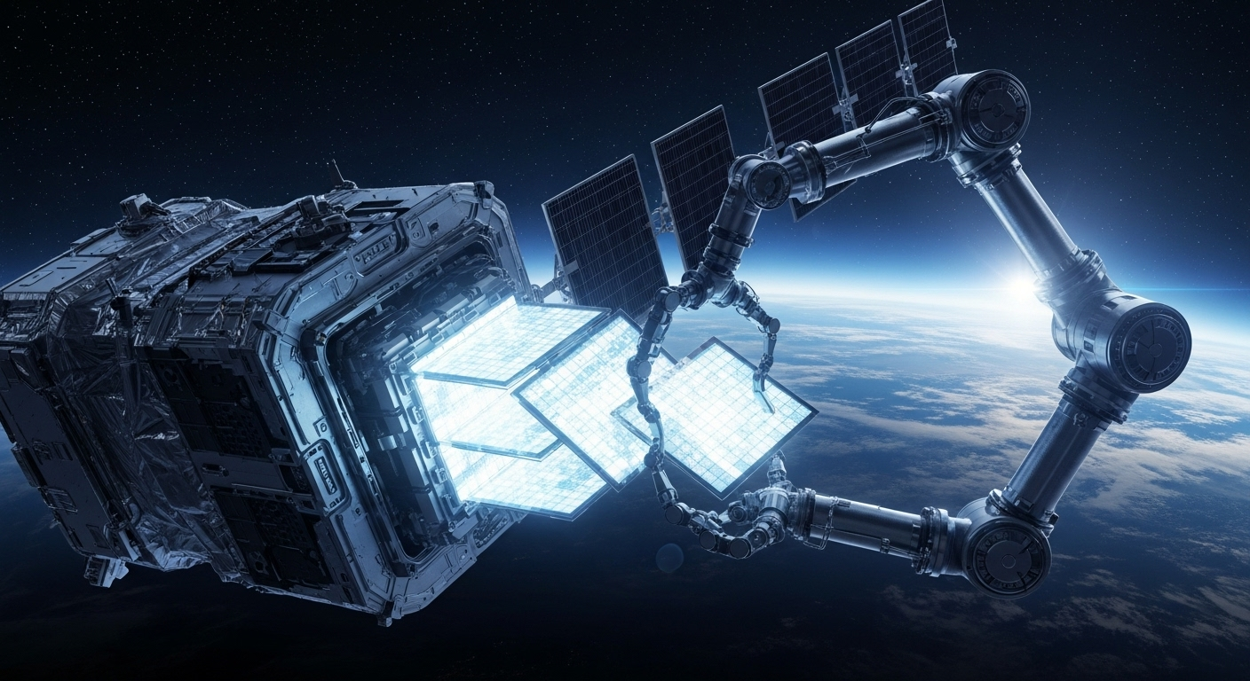 Conceito de produção espacial de semicondutores