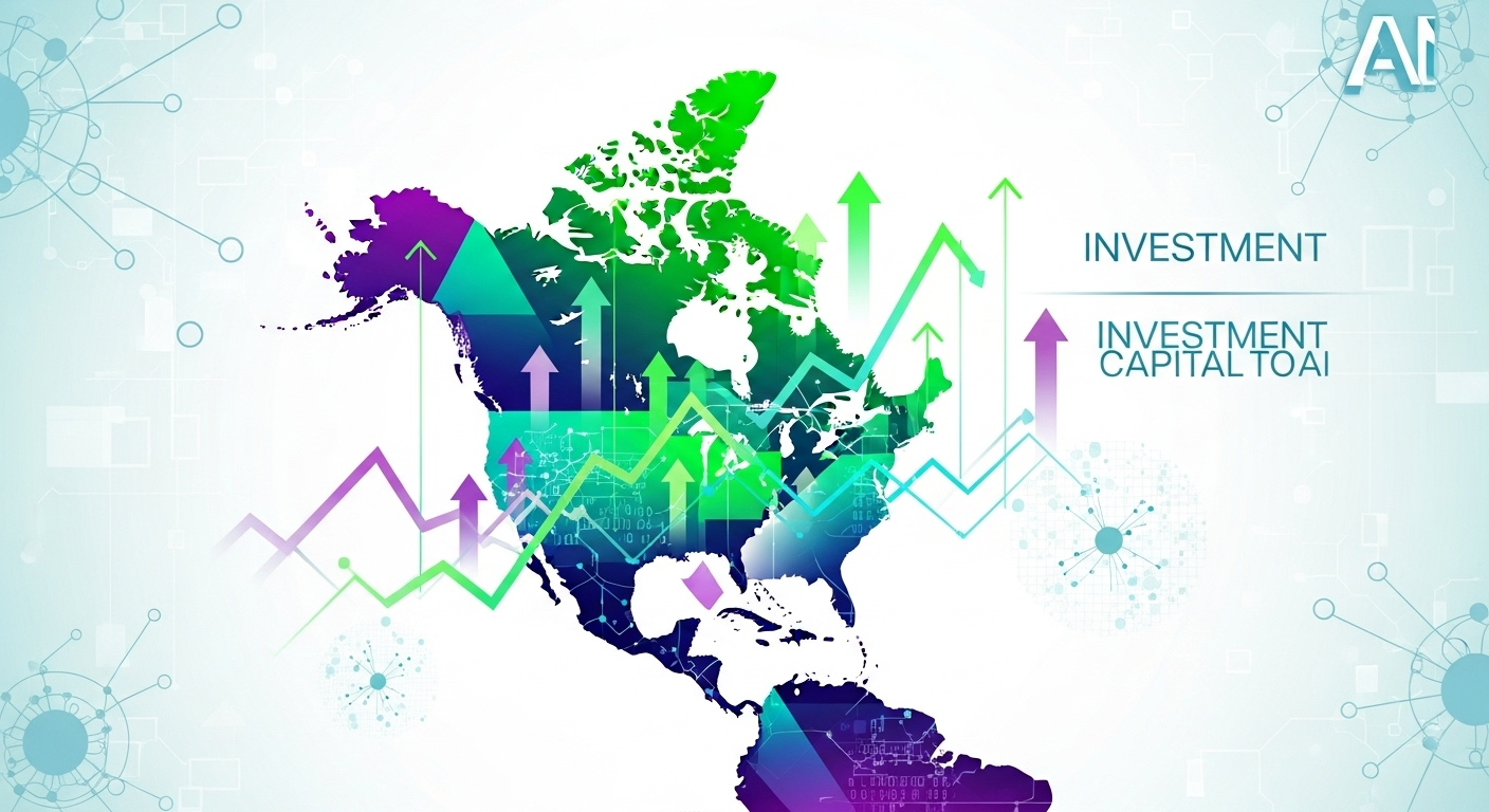 Visualização da liderança da América do Norte em investimentos de IA