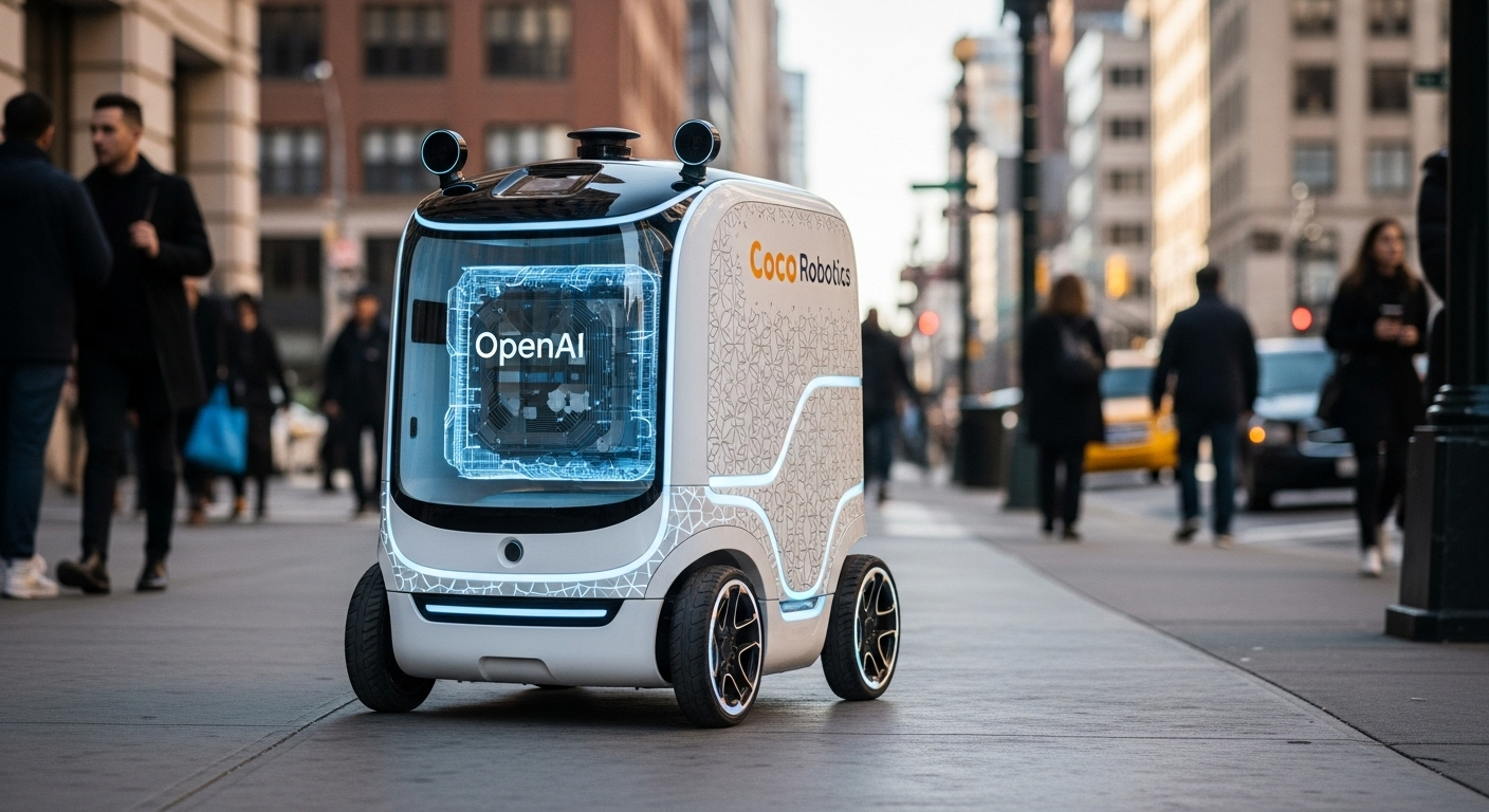 Robô da Coco Robotics em operação, simbolizando entrega com IA