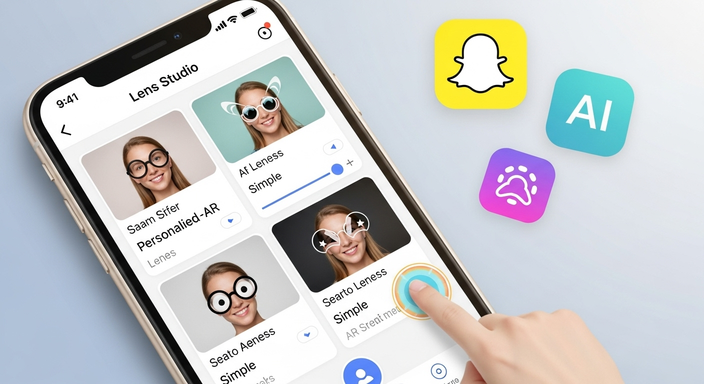 Interface do Lens Studio da Snap em um smartphone