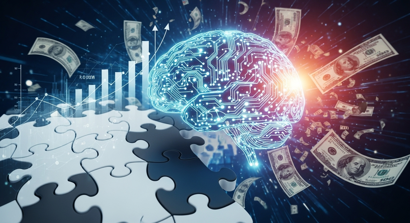 Imagem conceitual sobre aquisições e IA no mercado de startups