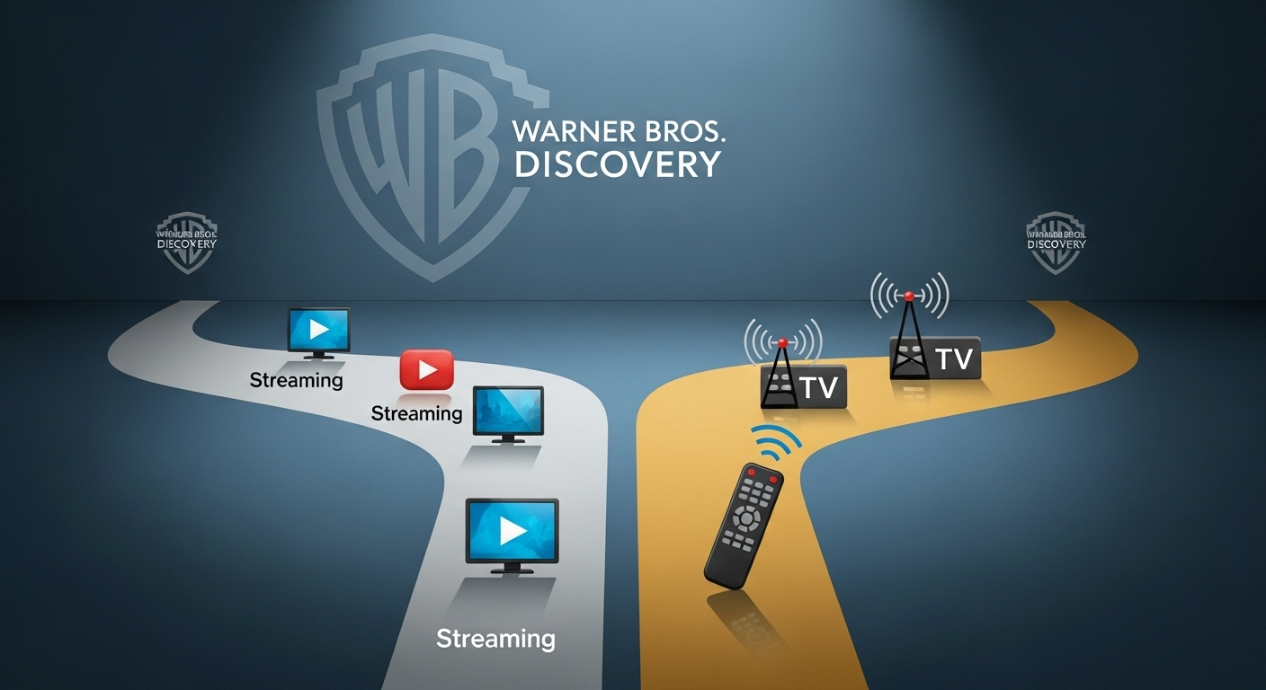 Imagem conceitual da separação da Warner Bros. Discovery